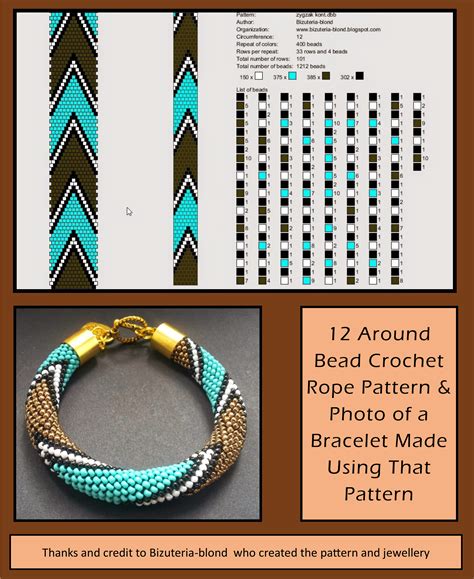 13 Around Bead Crochet Rope Pattern And A Photo Showing What A Bracelet