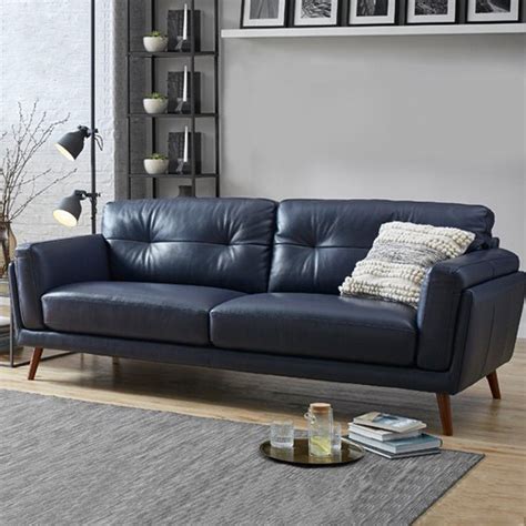 Buy Affordable Gerry Blue Faux Leather Sofa At Megafurnituresg Shop