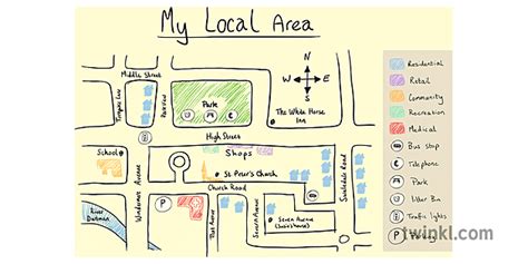 My Local Area Map Drawn Illustration Twinkl