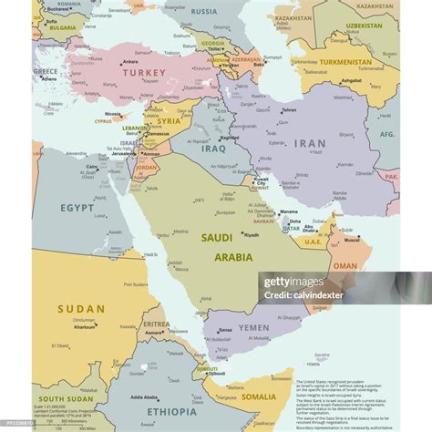 Political Map Of The Middle East Ilustração De Stock Getty Images