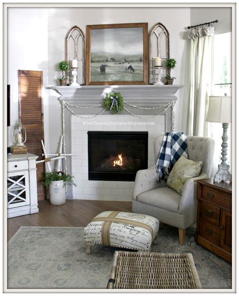 From My Front Porch To Yours French Country Farmhouse Fireplace Vignette