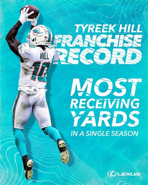 Miami Dolphins Tyreek Hill Franchise Record For Most Receiving Yards