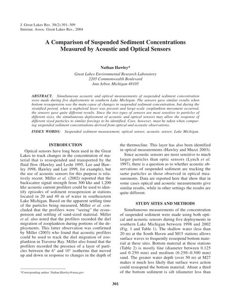 PDF A Comparison Of Suspended Sediment Concentrations Measured By