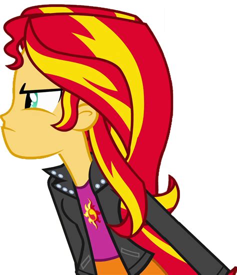 She wears a purple blouse with her cutie mark on it, an orange skirt with yellow and purple stripes, black and purple boots, and a black leather jacket with stripes. MLP - Equestria Girls - Sunset Shimmer Angry by ...