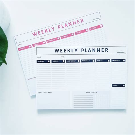 Black Digital Weekly Desk Planner Desk Planner A4 Notepad Desk Pad