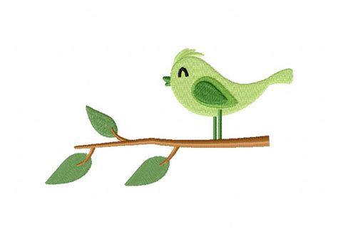 Bird Branch Green Machine Embroidery Design Daily Embroidery