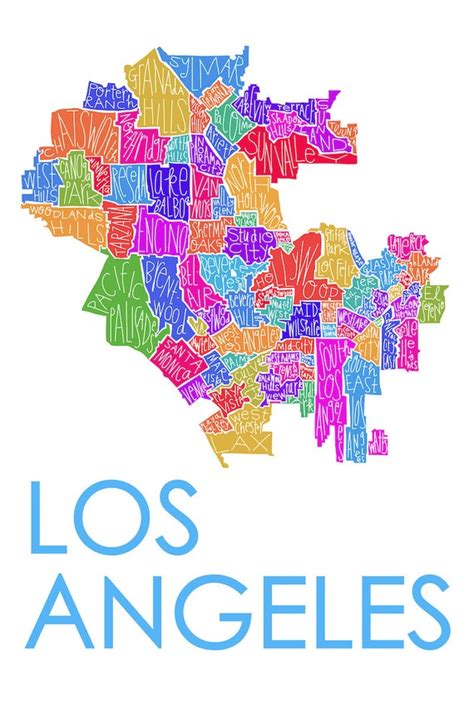Map Of Los Angeles Neighborhoods Poster South Carolina Map