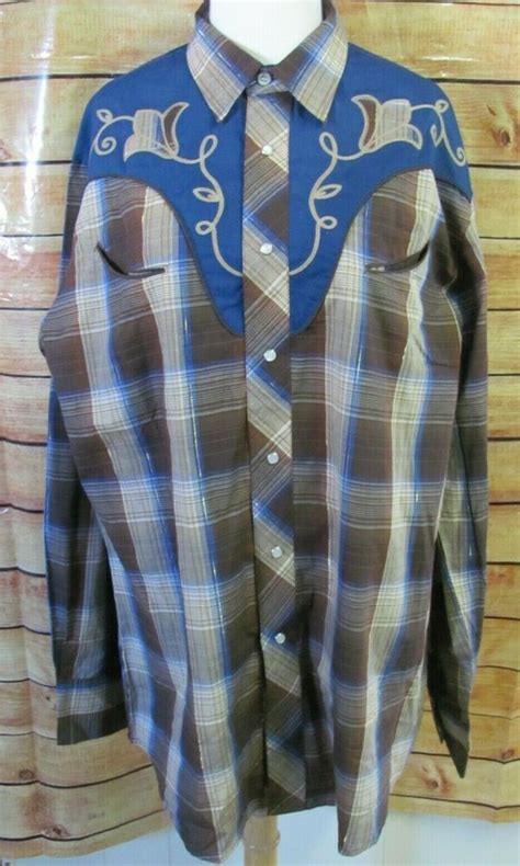 Roper Mens Western Style Shirt Brand New With Tags Size Large Faux Pearl Snaps B Ebay