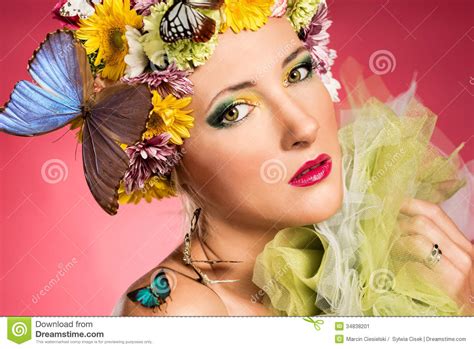 Beautiful Woman With Butterflies Stock Image Image Of Purity Beauty