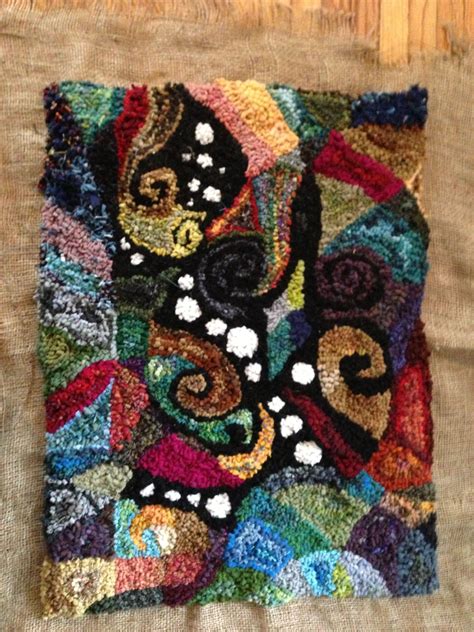 Top Of Stool Rug Hooking Project Made With Scraps Headed For The
