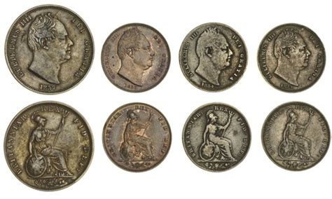 1323 William Iv 1830 37 Copper Coins 4 Halfpenny 1837 Bmc Pe