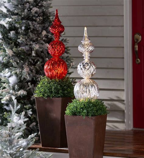 Indooroutdoor Lighted Large Shatterproof Holiday Finial Ornament Stake