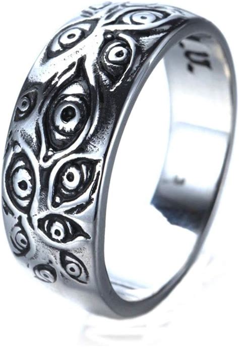 Chengxun Mens Cool Ring Stainless Steel Ring Eye Gothic Evil Eye Ring