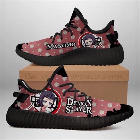 Makomo Yz Sneakers Demon Slayer Shoes Anime Yeezy Sneakers Shoes Black