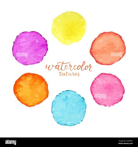 Vector Set Of Colorful Watercolor Circles Watercolour Stains On White
