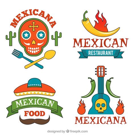 Set De Logos De Comida Mexicana Deliciosa Vector Gratis