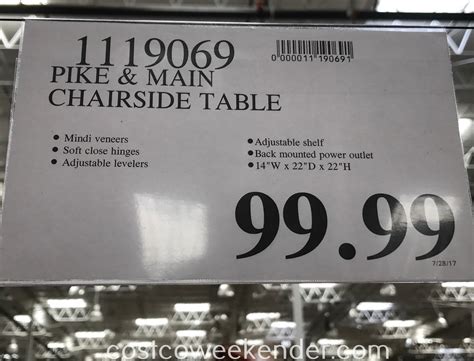 Pike And Main Chairside Table Costco Weekender