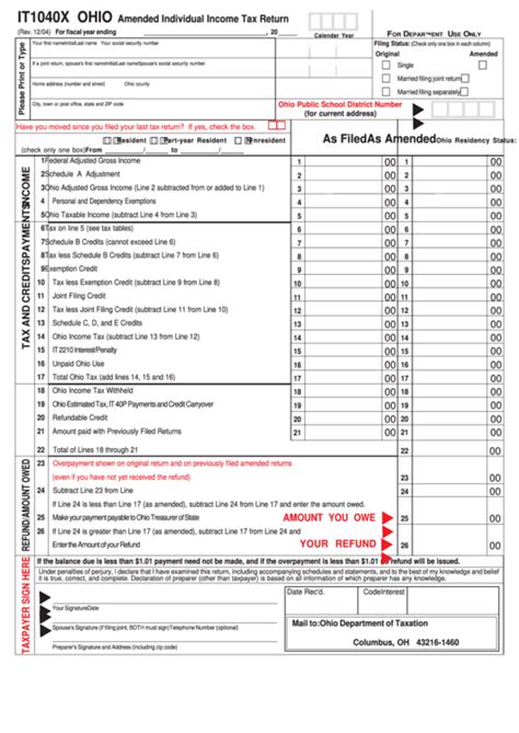 Ohio State Income Tax Form Printable Printable Forms Free Online