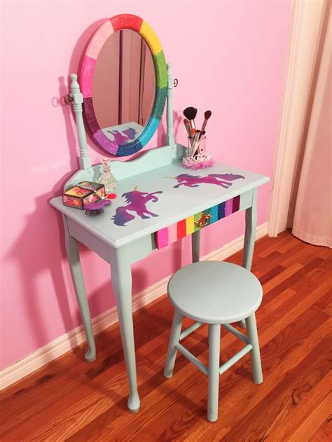 video how to diy rainbow unicorn makeup vanity handmade happy hour unicorn bedroom decor