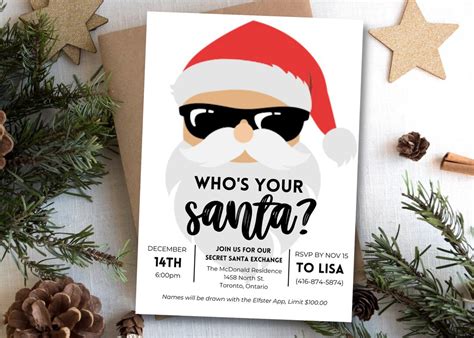 Buy Secret Santa Invitation Template Kris Kringle Invitation Online In
