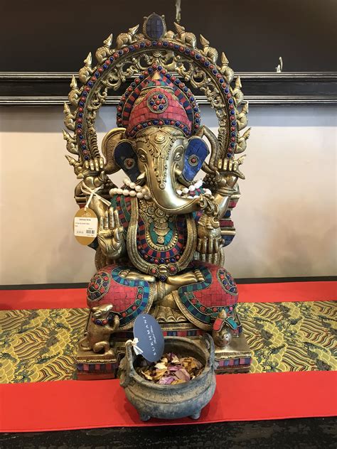 Brass Painted Hindu God Ganesha Statue⠀ Brass Statues Altars Gods