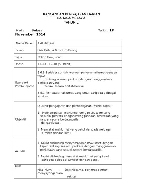 Click to view flipbook version. RPH BM tahun 1