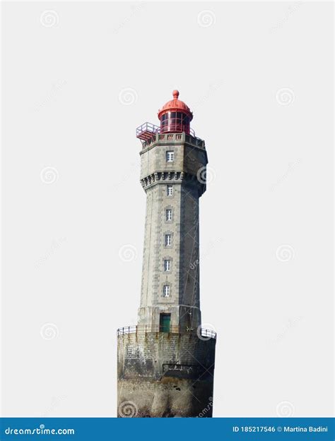 `la Jument` Lighthouse Isolated On White Background It Is A Lighthouse
