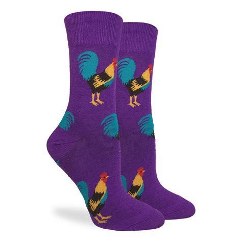 Womens Purple Rooster Socks Good Luck Sock