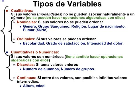 Clases De Variables Concepto De Variable