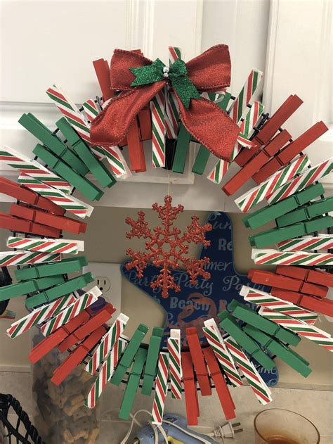 Festive Christmas Wreath All Handpainted Clothespins Etsy Christmas