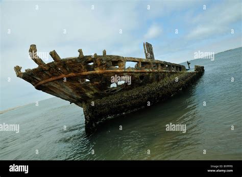 Abandoned Rusting Ship Wreck In Walvisbay Estuary Namibia Still Life
