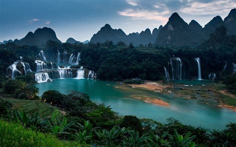 Nature Landscape Waterfall Mountain River Forest China Hill
