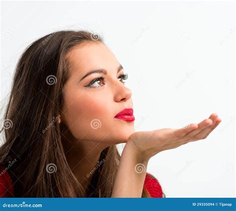 Portrait Of A Beautiful Woman Blowing A Kiss Stock Images Image