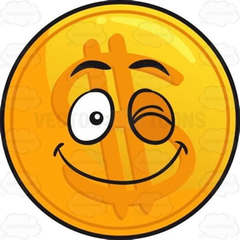 Happy Wink Golden Coin Emoji Golden Coin Emoji Cartoon Clip Art