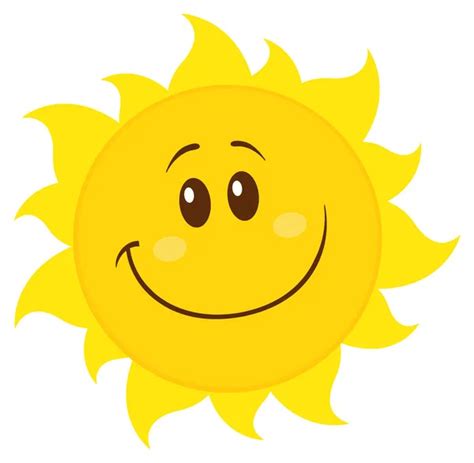 Funny Yellow Sun Cartoon Emoji Face Character Smiling Expression Stock