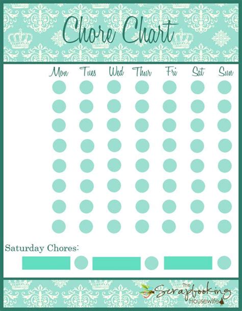 The Scrapbooking Housewife Kids Chore Chart With Free Printable