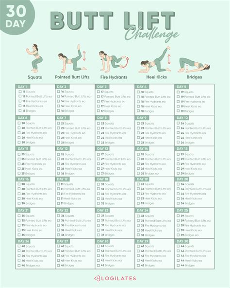 30 Day Butt Lift Challenge Blogilates Month Workout Challenge Workout Challange 30 Day