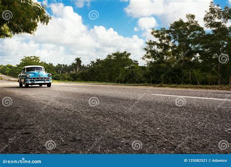 Old American Classical Car In Highway Road Of Cuba Editorial Photo