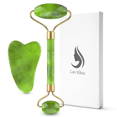 Buy Jade Roller And Gua Sha Set For Face 100 Authentic Natural Jade
