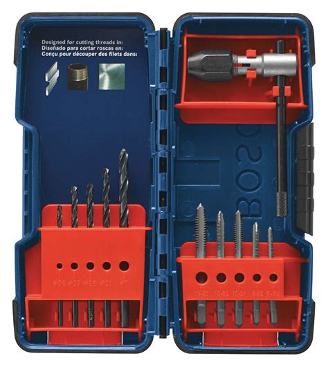 Bosch 11 Pieces 516 18 Smallest Thread Size Drill Bit And Tap Set