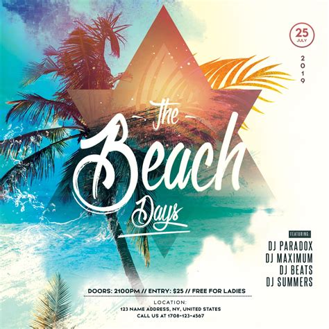 Summer Beach Day Party Free Psd Flyer Template Stockpsd