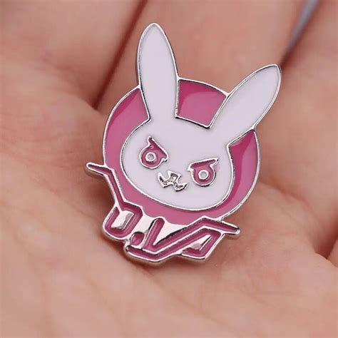 overwatch 2 d va pink bunny logo enamel pin video game pins badge brooch fashion lapel t cute