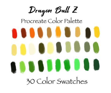 Dbz Themed Procreate Color Palette Muestras De Color Ipad