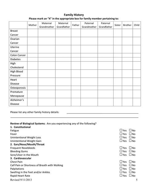 New Patient Medical History Form In Word And Pdf Formats Page 5 Of 6