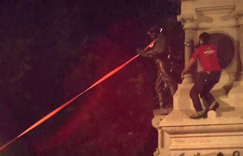 Protesters Pull Down Two Statues From Confederate Monument At North