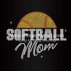 Softball Mom Rhinestone Heat Transfers For Sport Wears