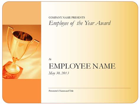 Employee Of The Year Certificate Employee Of The Year Award