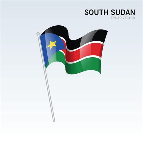 sudán del sur ondeando la bandera aislado en gris vector premium