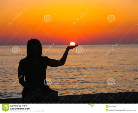 Girl Holding Sun Stock Image 82845325