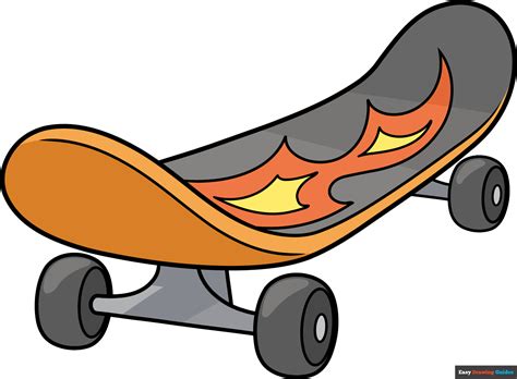 How To Draw A Cartoon Skateboard Really Easy Drawing Tutorial